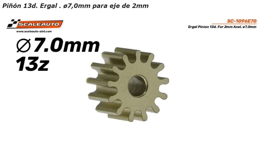 [SCT SC-1096E70] Scaleauto : Pignon 13Z Ergal 7mm axe 2mm