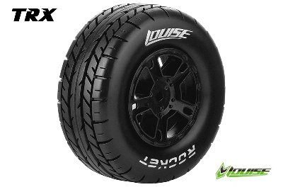 [LRC T3154SB] Louise RC : Pneu SC Rocket collé sur Jante Noir - HEX Amovible 12/14/17mm │ 4WD [Front/Rear]