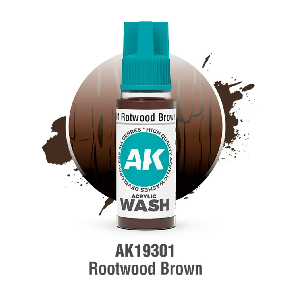 Ak Interactive : Rotwood Brown Wash (18ml) │ Acrylic Washes
