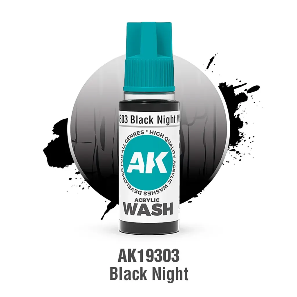 Ak Interactive : Black Night Wash (18ml) │ Acrylic Washes