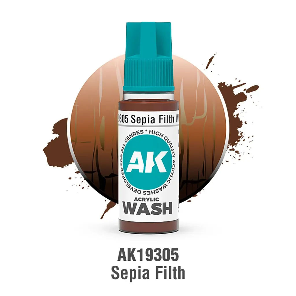 Ak Interactive : Sepia Filth Wash (18ml) │ Acrylic Washes