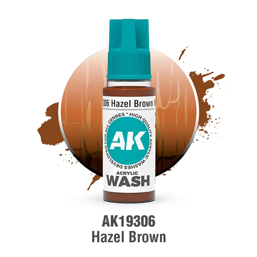 [AK AK19306] Ak Interactive : Hazel Brown Wash (18ml)│ Acrylic Washes