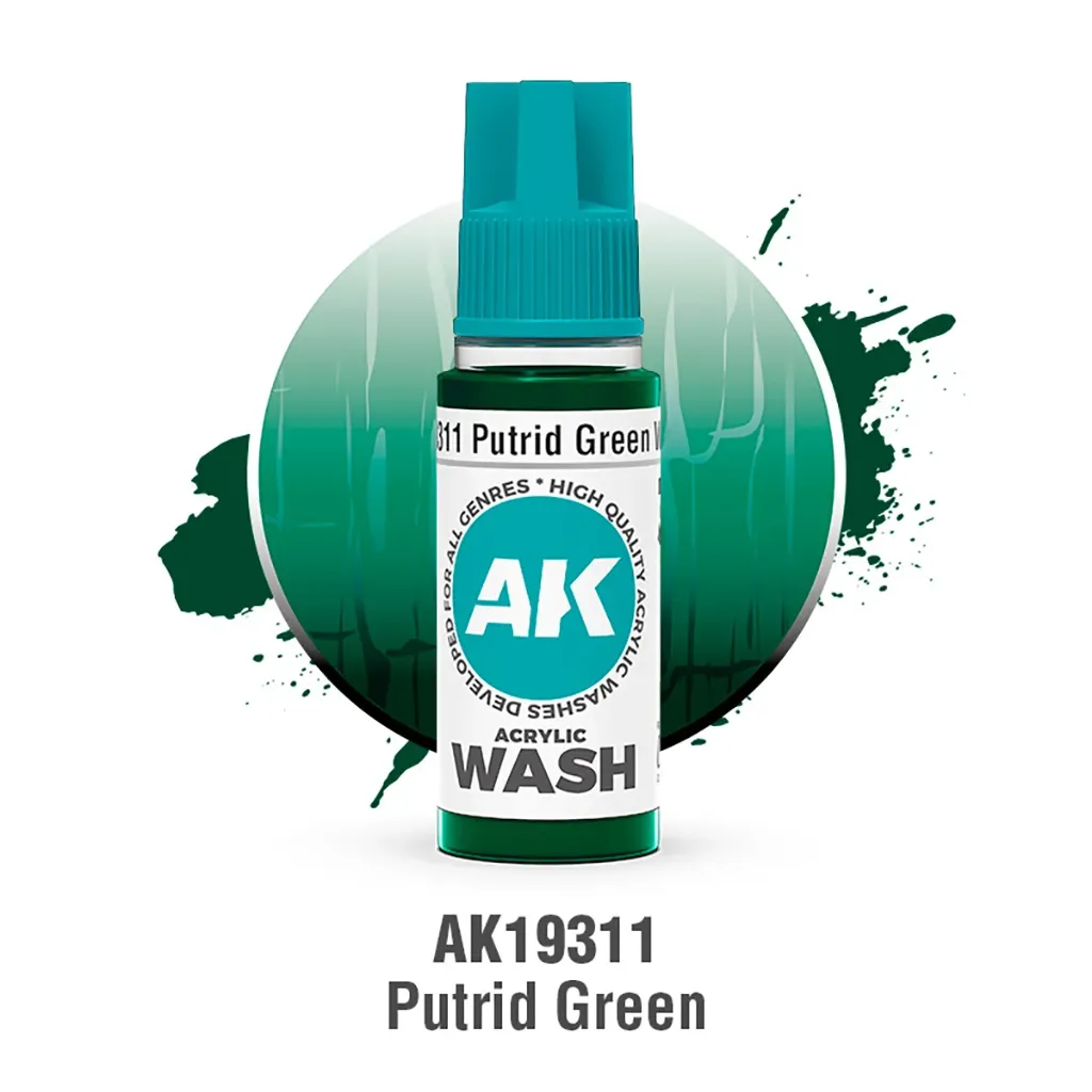 Ak Interactive : Putrid Green Wash (18ml)│ Acrylic Washes
