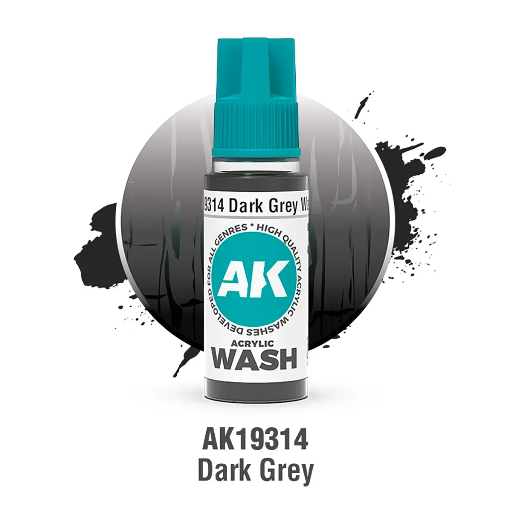 [AK AK19314] Ak Interactive : Dark Grey Wash (18ml)│ Acrylic Washes