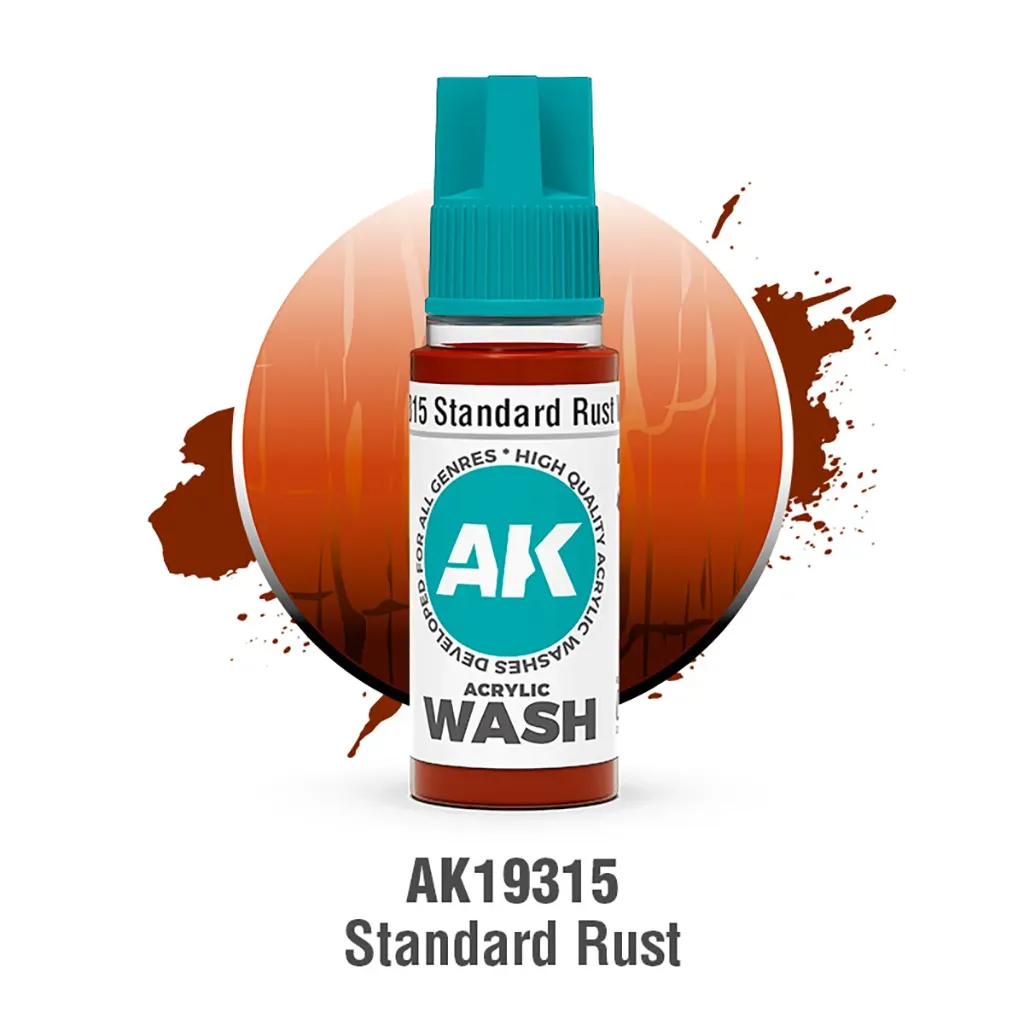 [AK AK19315] Ak Interactive : Standard Rust Wash (18ml)│ Acrylic Washes