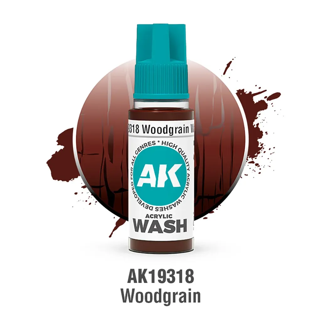 Ak Interactive : Woodgrain Wash (18ml) │ Acrylic Washes
