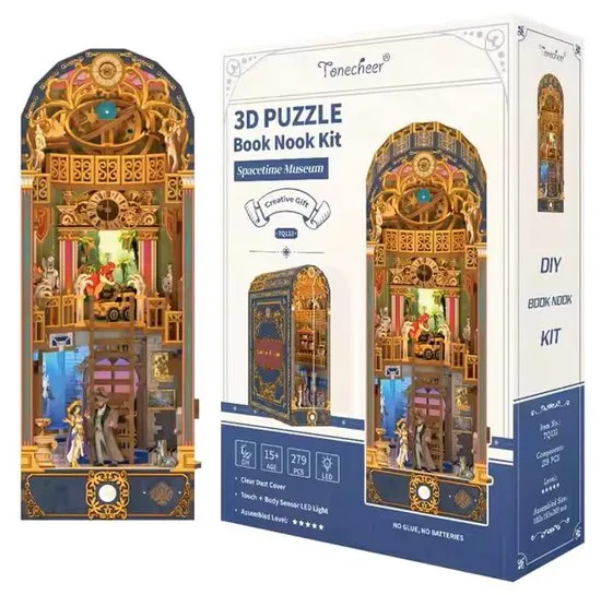 Tonecheer : Spacetime Museum 3D Puzzle Book Nook Kit -LED