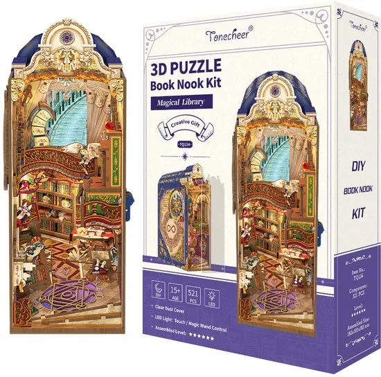 [TON TQ134] Tonecheer : Magic Library 3D Puzzle Book Nook Kit -LED