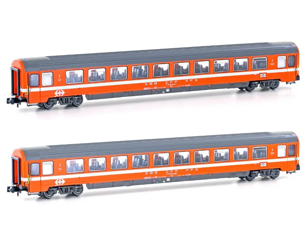 [HOY H25501] Hobbytrain : Voiture BPM 2°classe Orange SBB 2pcs