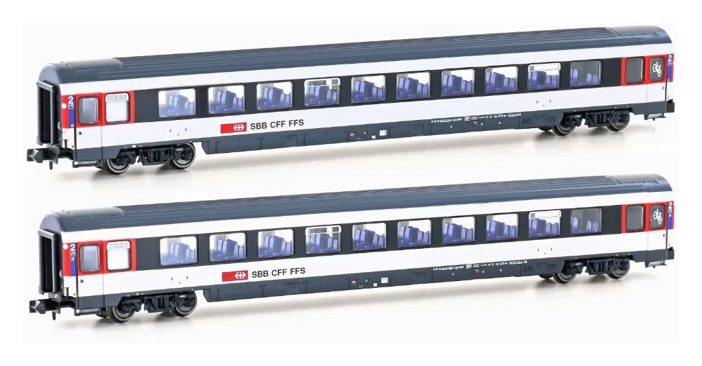 [HOY H25503] Hobbytrain : Voiture BPM 2°classe Blanche-Noire SBB 2pcs