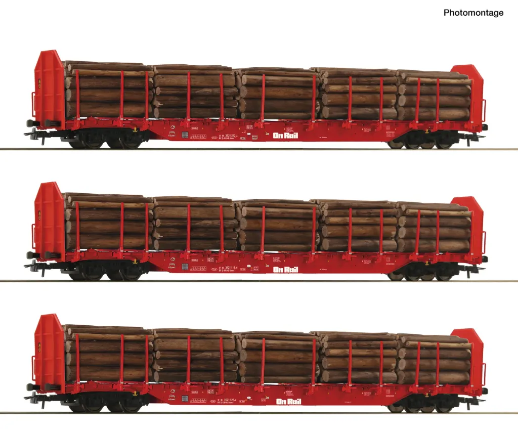[ROC 6600318] Roco : 3 Wagon Rnoos OnRail Transport de Bois DC Epoque VI (1/87)