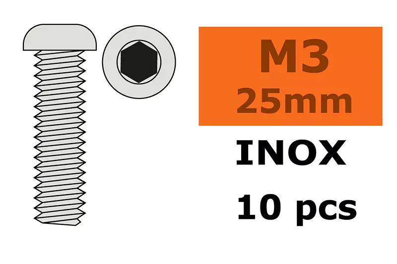 [RTEC GF-0203-007] Revtec : Hex Button Head Screw - M3X25 - Inox (10pcs)