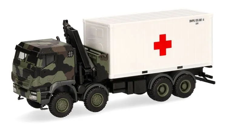 [HER 747288] Herpa : Iveco Trakker 8x8 + kraan & 20 ft. Container Bundeswehr