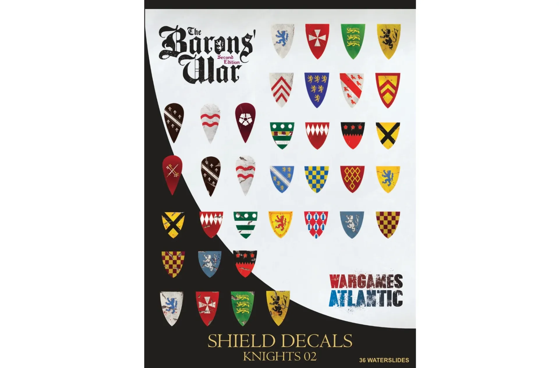 [WAA WS0013] Wargames Atlantic : Shield Decals 02 "Knights 02" (36pcs) │ The Baron's War