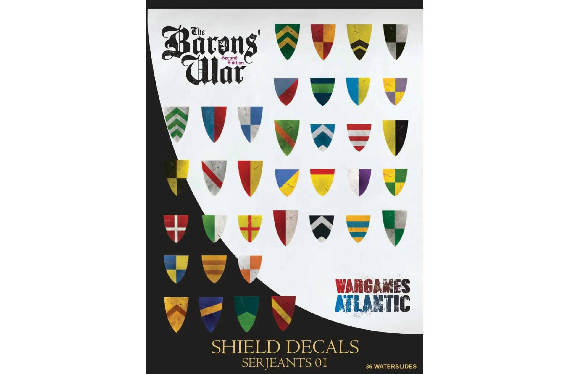 [WAA WS0016] Wargames Atlantic : Shield Decals 03 "Serjeants 01" (36pcs) │ The Baron's War