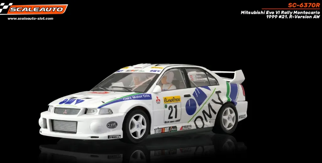 Scaleauto : Mitsubishi Evo VI OMV Rally Montecarlo 2000 #21 Stohl / Muller. R-Version AW
