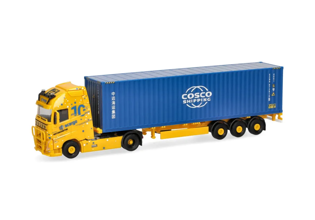 Herpa : Camion semi-remorque porte-conteneurs Volvo FH GL XL 2020 "Acargo Meyer & Meyer / Cosco