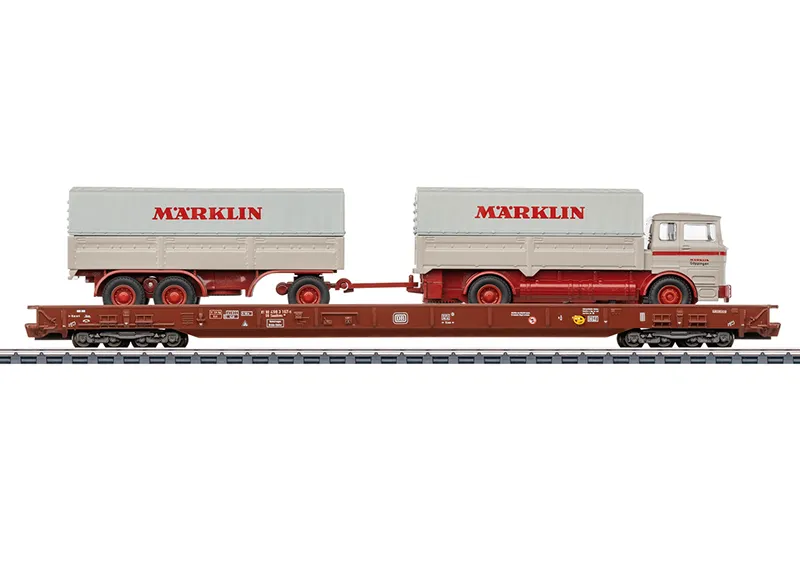 [MKN 47412] Marklin : Wagon Bords Bas Saadkms Transport de Camion . Camion Radio Guidé. (1/87)