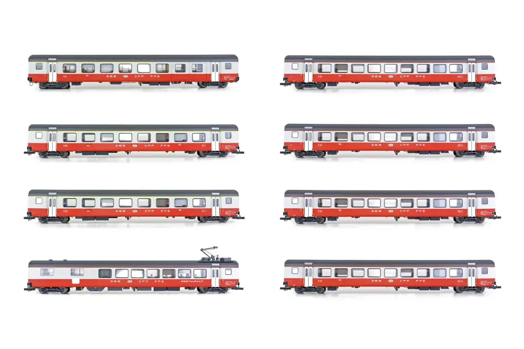 [MDW MW2108-1] Models World : Voitures Swiss Express St.Gallen - Genève . DC SBB Epoque IV avec éclairage