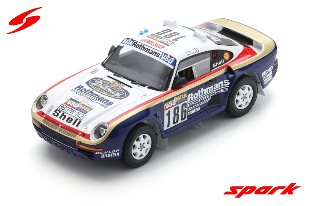 [SPK 18S789] Spark : Porsche 959 │ No.186 Winner Paris Dakar Rally 1986 R. Metge - D. Lemoine [1/18]