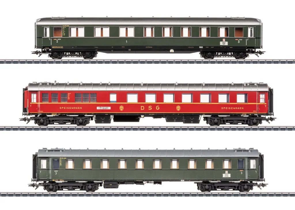 Marklin : Voitures GL Set 2 D74 DSG DB AC Epoque III avec éclairage (1/87)