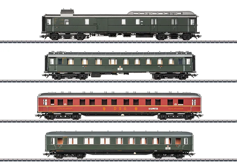 Marklin : Voiture Express Train Passenger Car Set 1 for the “D 74” avec éclairage  (1/87)
