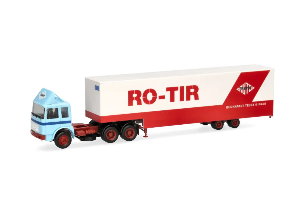 Herpa : Camion Roman Diesel 6x4 semi-remorque fourgon Jumbo RO-TIR Roumanie [1/87 - HO]