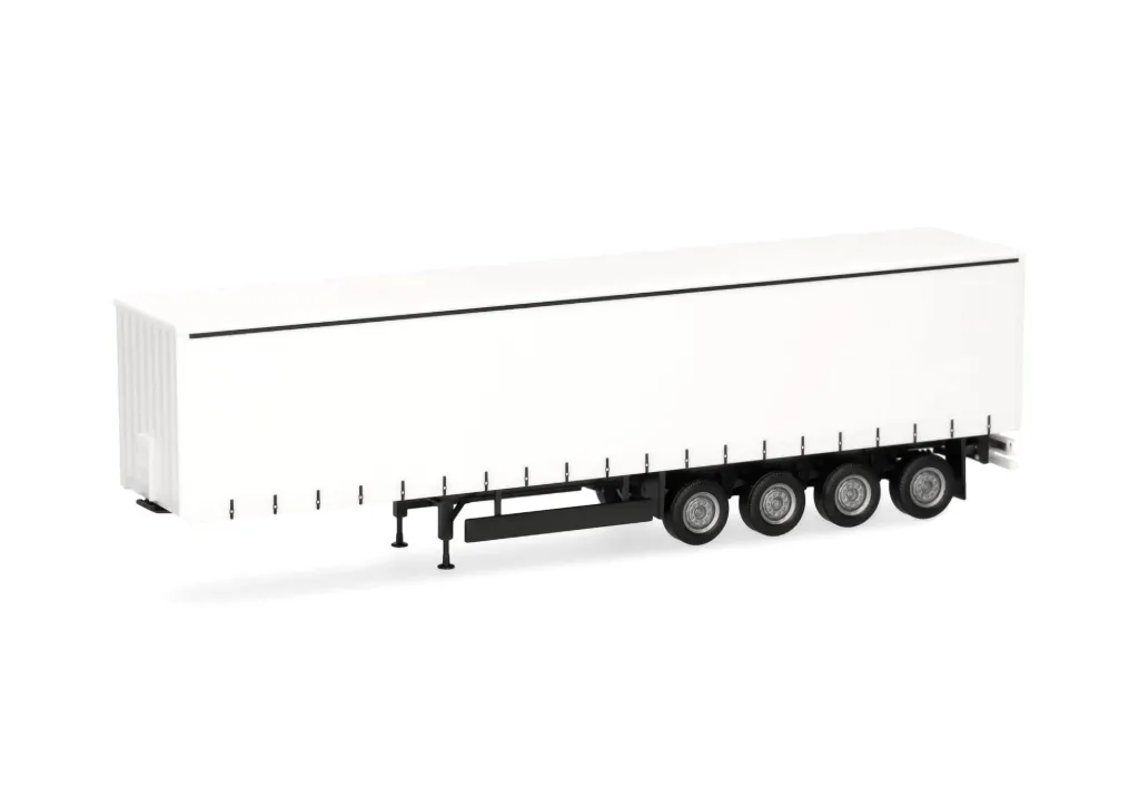 [HER 077118] Herpa : Canvas curtain trailer 4-axles white [1/87 - HO]