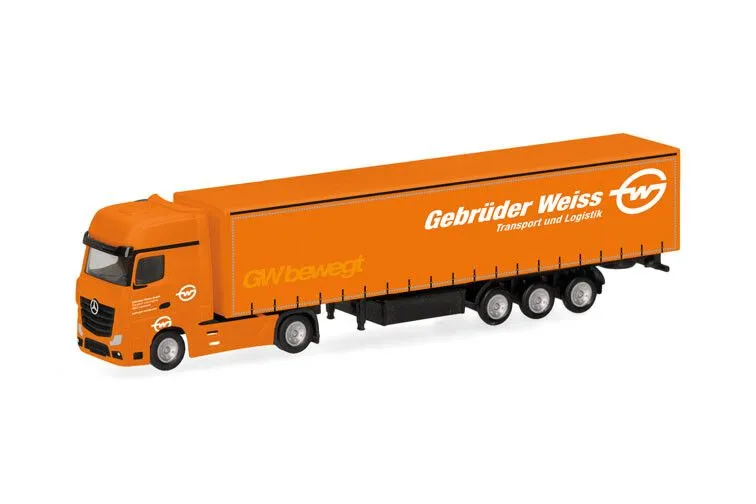 Herpa : Camion Mercedes-Benz Actros GigaSpace semi-remorque bâchée Gebrüder Weiss [1/160 - N]
