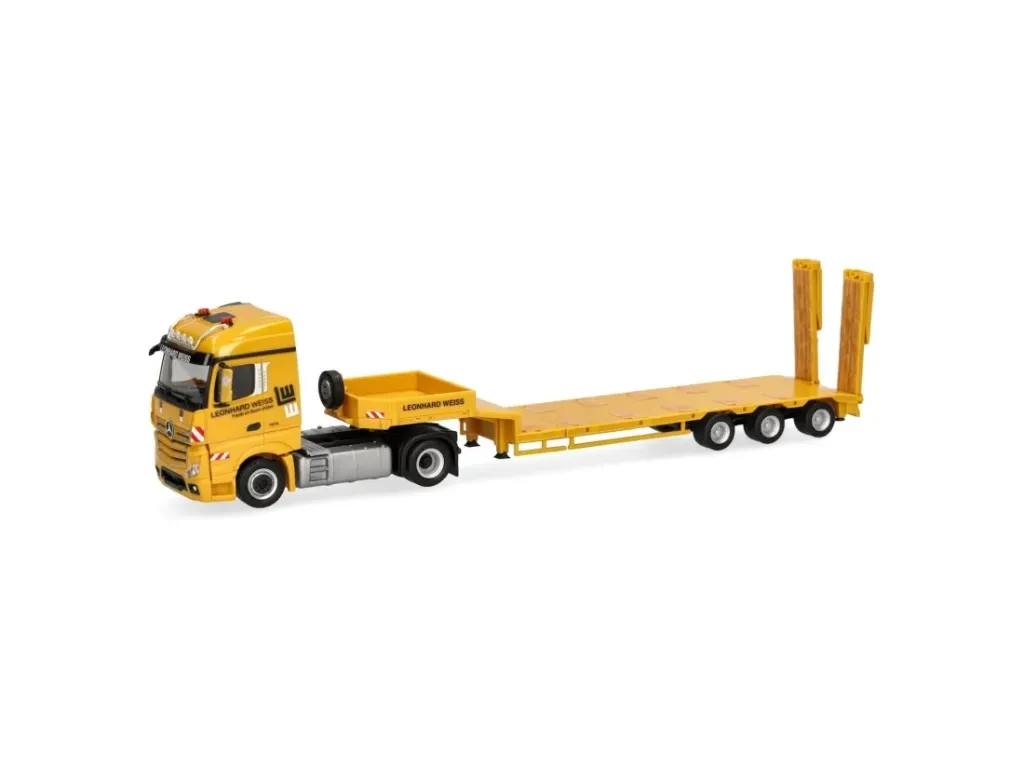 Herpa : Camion Mercedes-Benz Actros S semi-remorque surbaissée Leonhard Weiss [1/87 - HO]