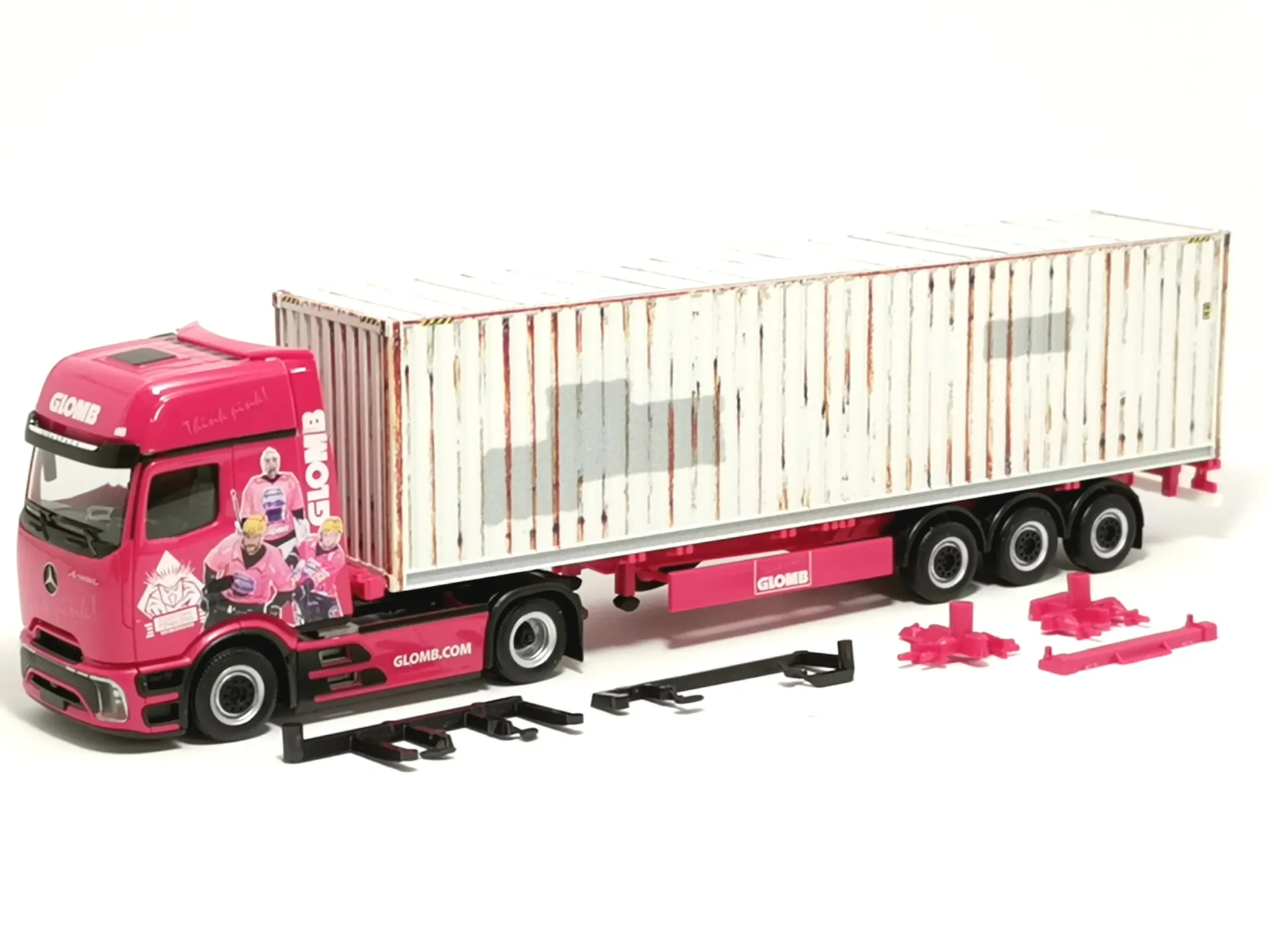 Herpa : Vrachtwagen Mercedes-Benz Actros L ProCabin G container oplegger Glomb [1/87 - HO]