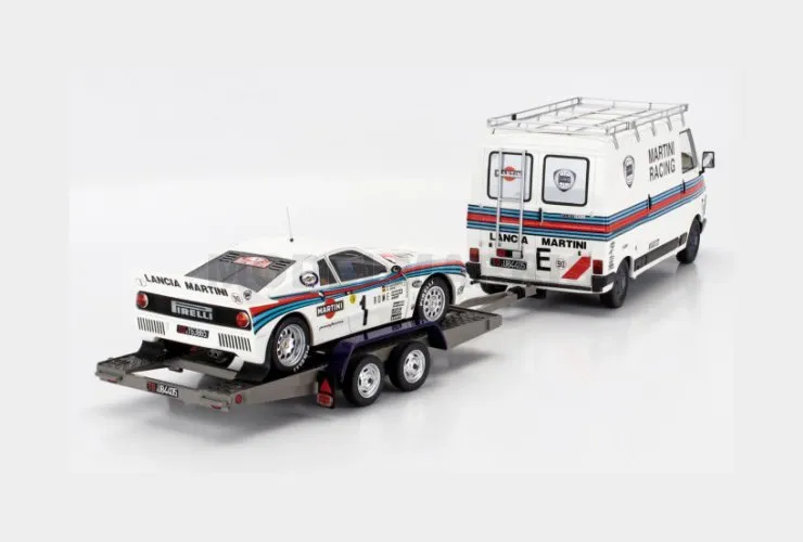 Ottomobile : Fiat 124 avec remorque Lancia 037 GR.2 Martini n°1 Monte Carlo W.Rohrl [1/18]