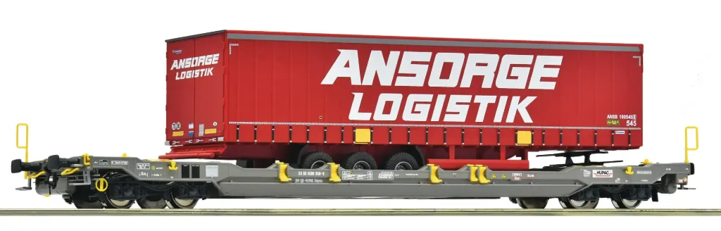 Roco : Wagon porte semi remorque Sdgnss "Ansoage Logistik " SBB DC Epoque VI