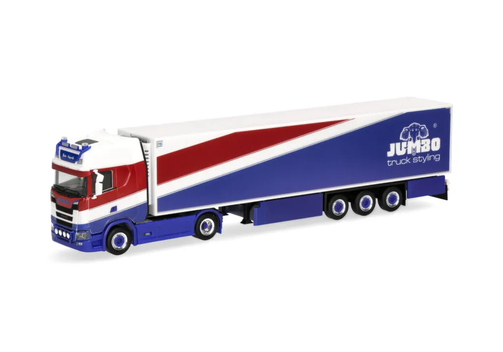 Herpa : Truck Scania CS 20 HD refrigerated semi-trailer Heide Logistik / Jumbo Fischer [1/87 - HO]