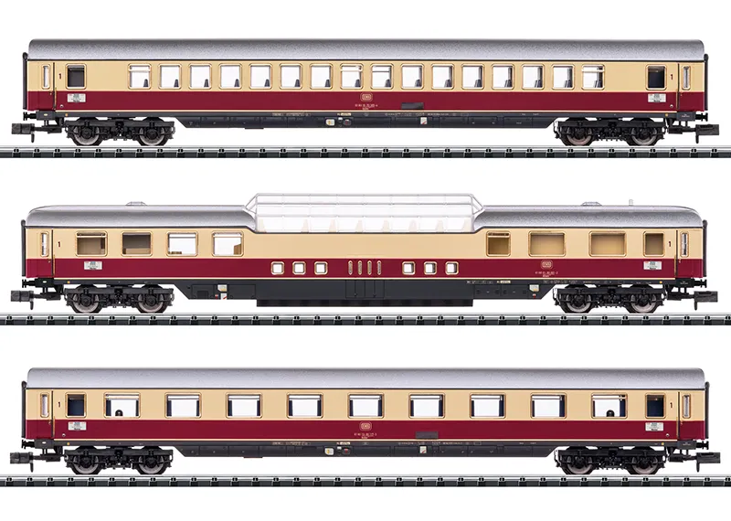[MII 15368] Minitrix : Voitures TEE Rheinpfell 3 pcs DB DC Epoque IV avec éclairage