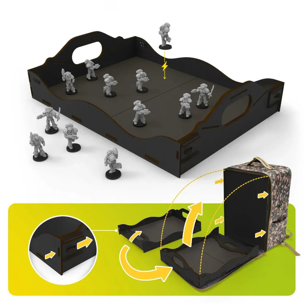 [GSW 14582] Green Stuff : Plateau de tournoi pliable pour sac à dos de transport