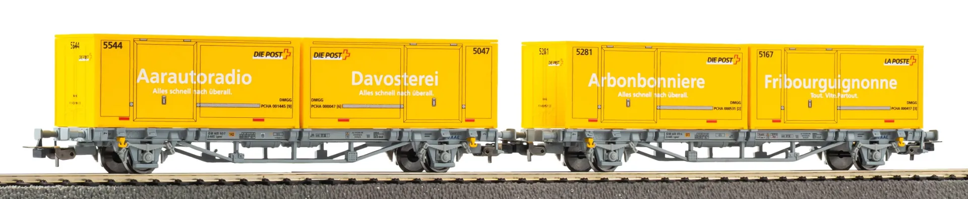 [PIK 27748] Piko : Set Containertragwagen 2 x 20' WP Post-Container CH-AAE DC SBB Epoque :VI