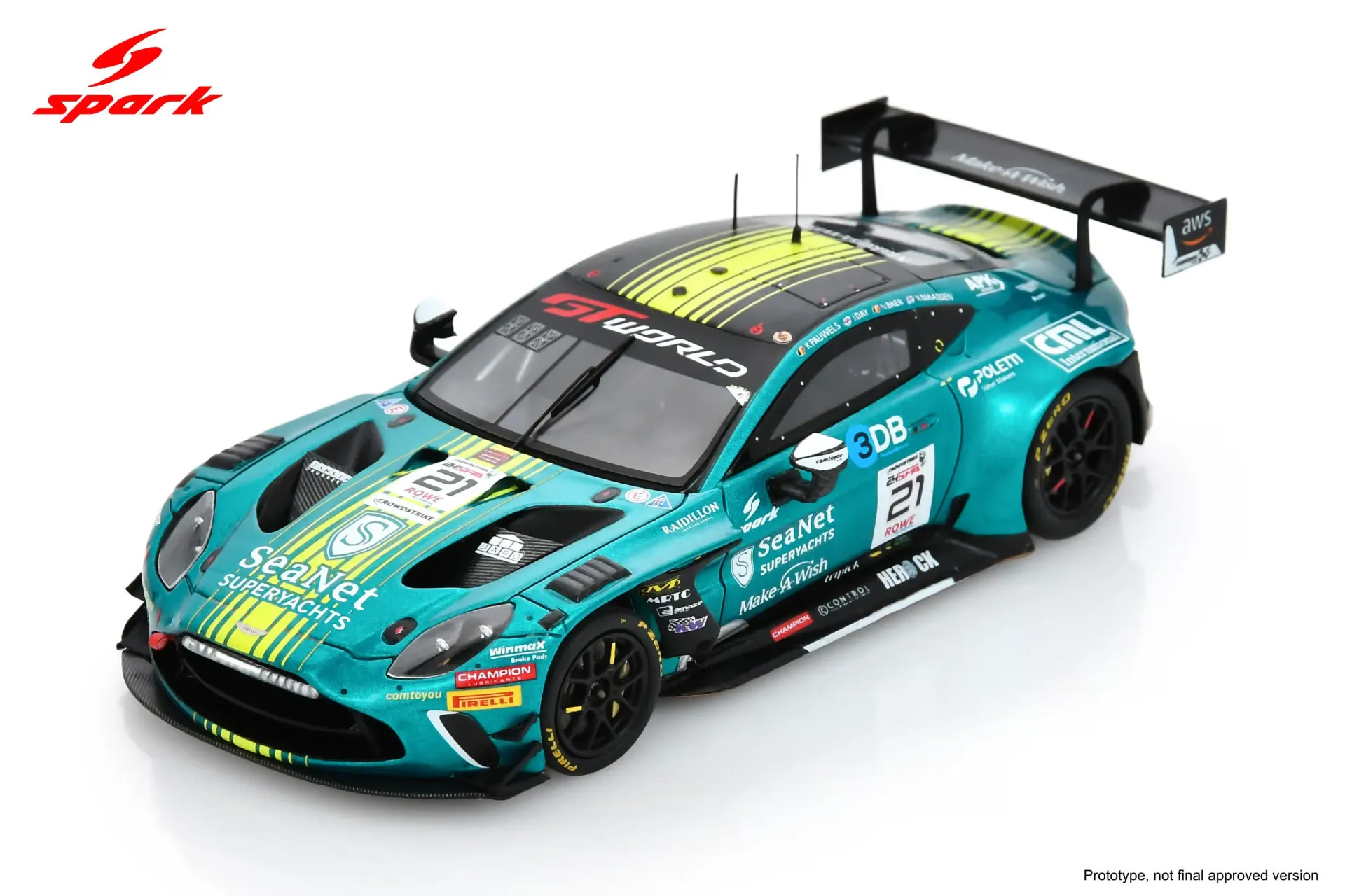 Spark : Aston Martin Vantage AMR GT3 EVO No.21 Comtoyou Racing 24H Spa 2025 N. Baert - X. Maassen - K. Pauwels - J. Day (1/43)