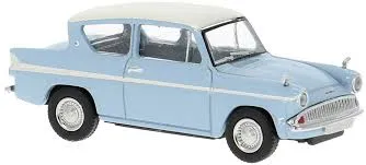 Brekina : Ford Anglia Bleu ciel et blanc (1/87)