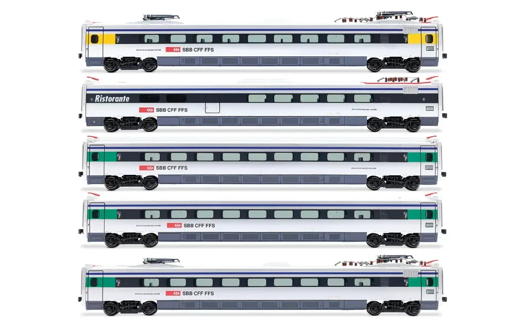 Rivarossi : 5 Voitures Complémentaires ETR470 n°9 Insubrico SBB DC Epoque VI