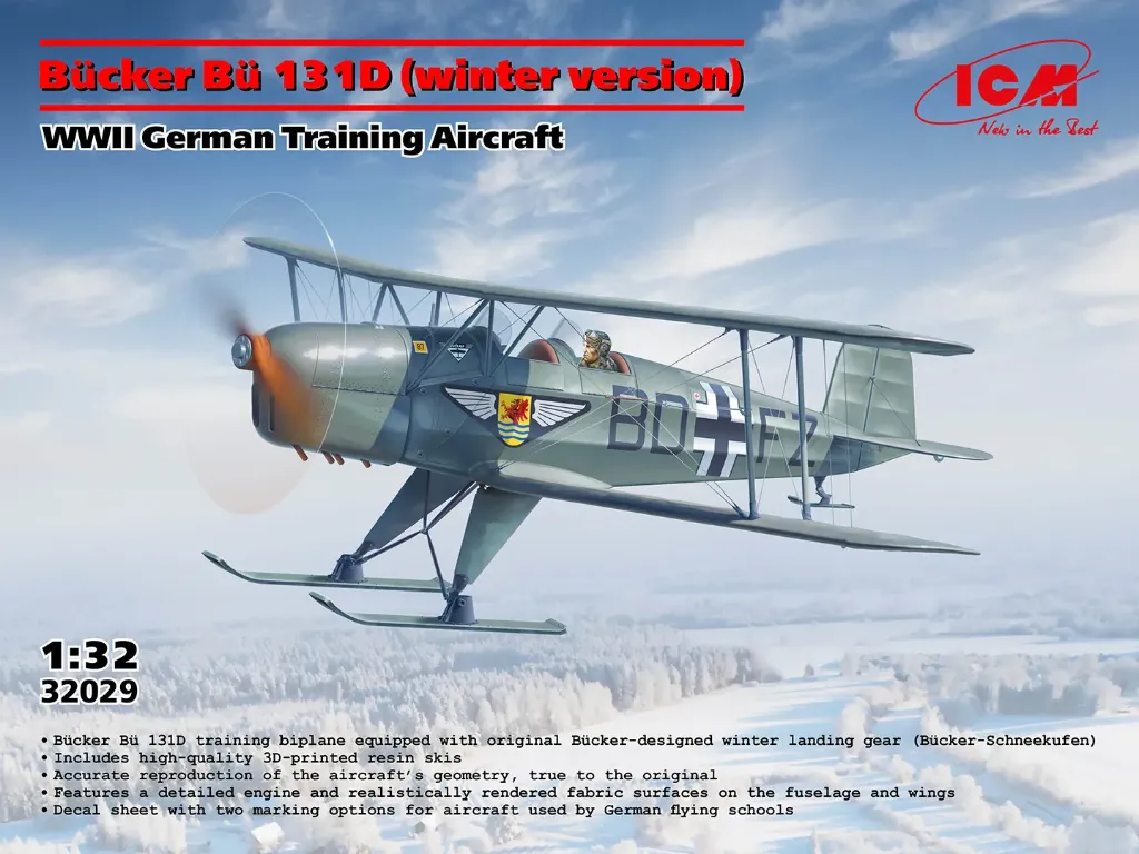 ICM : Maquette de Bücker Bü 131D "Winter Version" avec Skis - 1/32