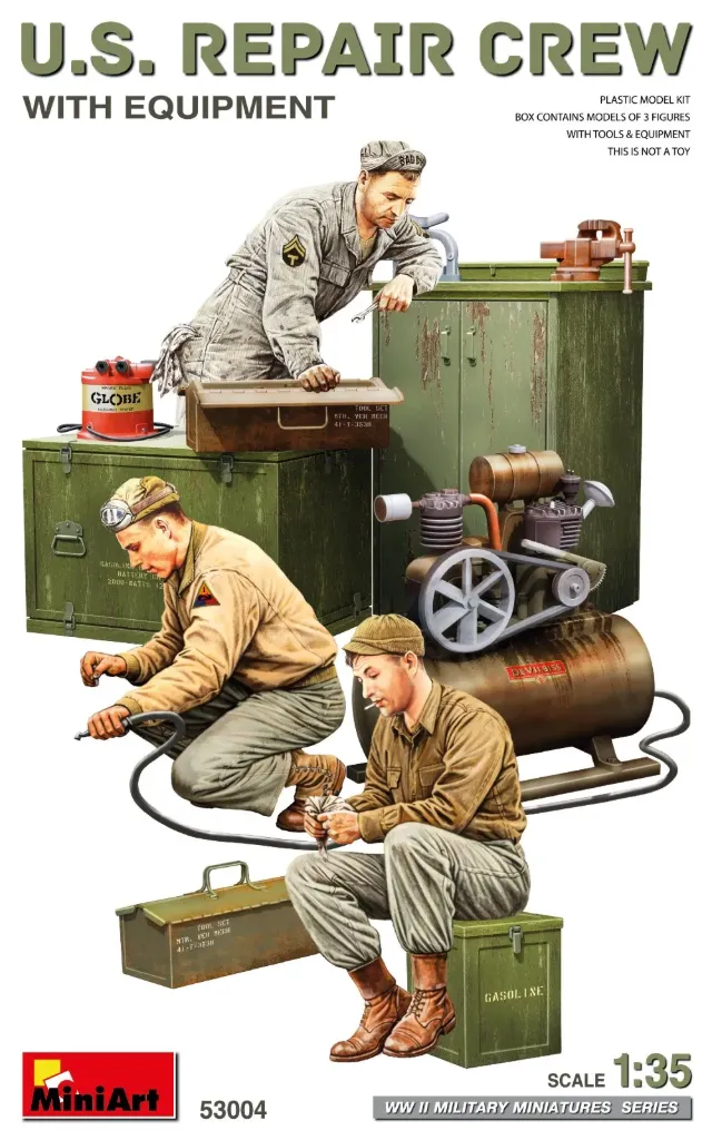 MiniArt : Maquette Figurines US Repair Crew avec Équipement - 1/35