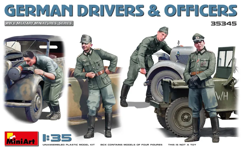MiniArt: Duitse Chauffeurs & Officieren Figuren Modelbouw 1/35 │ Ref. 35345