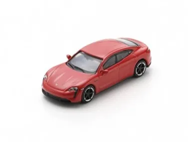 Schuco : PORSCHE Taycan Turbo S 2021 Rouge (1/87)