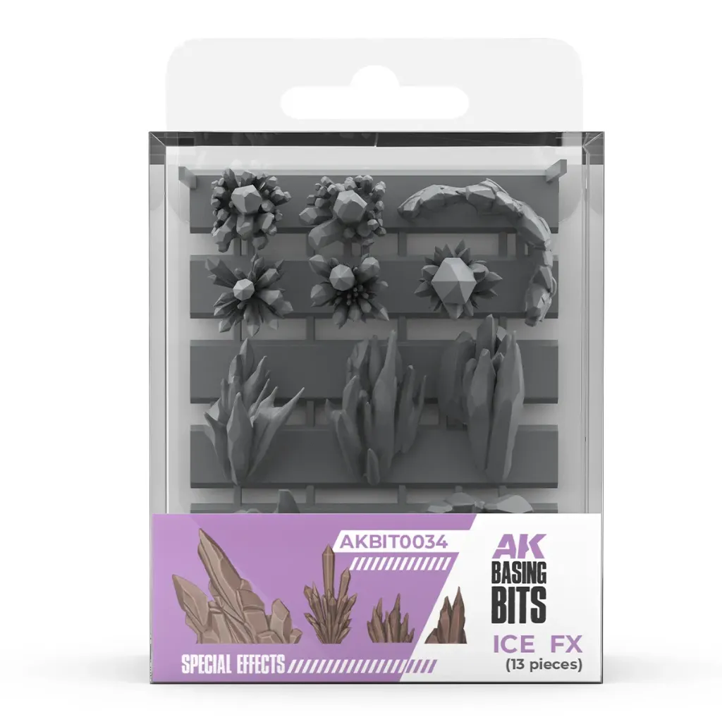 [AK AKBIT0034] AK Interactive : Cristaux & Effets de Glace - Ice FX (Basing Bits Résine) │ Ref. AKBIT0034