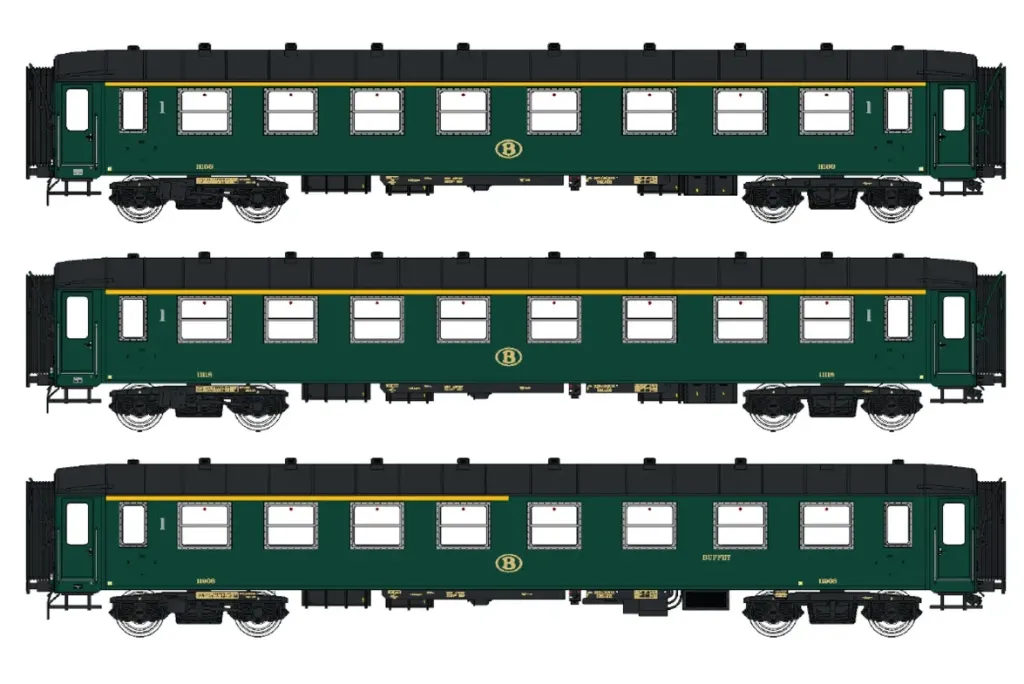 LS Models : Voitures I2 A8-A8-A4r Vert Toit Noir SNCB DC SNCB-NMBS Epoque III (1/87)