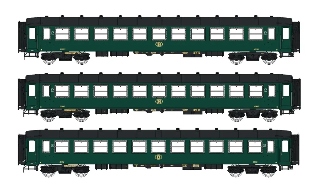 LS Models : Voitures I2 B11 Vert Toit Noir SNCB DC SNCB-NMBS Epoque III (1/87)
