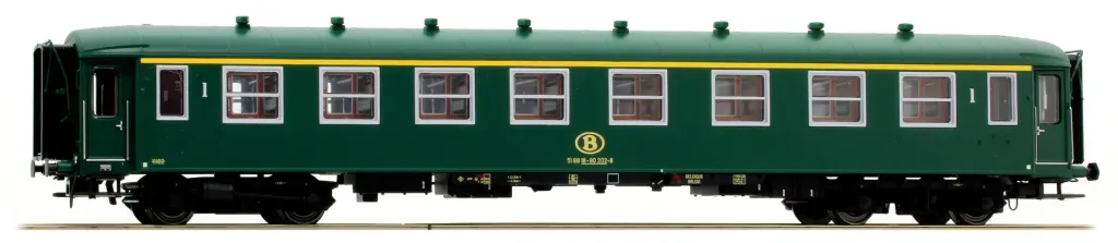 LS Models : Voiture I2 A8 Vert Fenêtre Alu DC SNCB-NMBS Epoque IV (1/87)