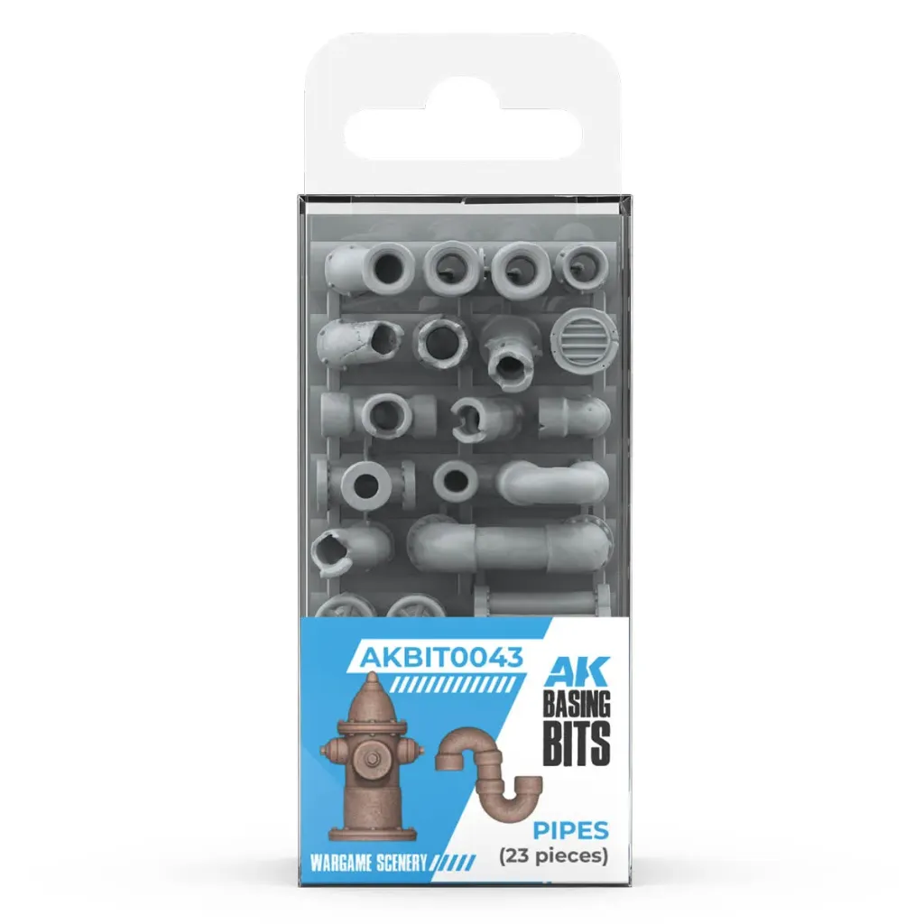 [AK AKBIT0043] AK Interactive: Pipes - AK Basing Bits Resin Accessoires (23 st.) │ Ref. AKBIT0043