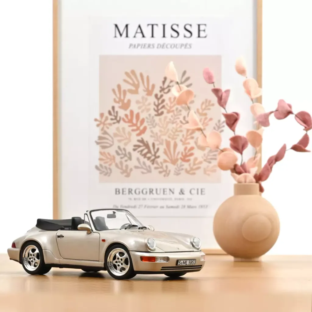 [NOR 187140] Norev : Porsche 911 (964) Turbo Look Cabriolet 1992 - Argent Zermatt Métallisé (1/18) │ Ref. 187140